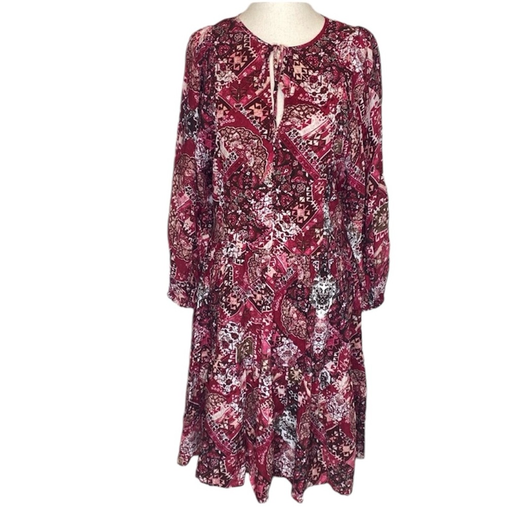 NWT Calvin Klein bohemian red peasant dress, sz 6